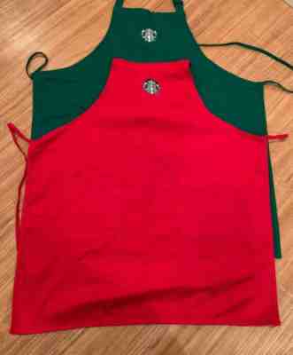 Starbucks Red And Green Apron Lot Of 2 Holiday Costume - Sold on eBay Dec, 10th 2019 for $50.00