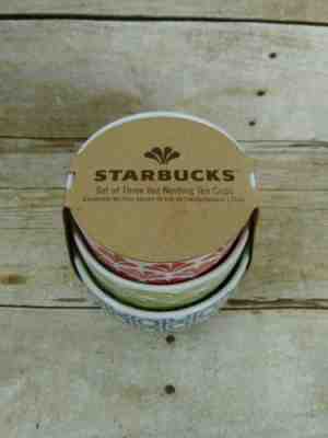 Starbucks New Bone China Nesting Bowls Tea Cups Stackable Holiday 2009 Set of 3 - Sold on eBay Dec, 10th 2019 for $19.99