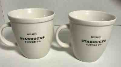 Starbucks Set of 2 WHITE BARISTA COFFEE CO Cups Mugs 2001 established 1971 18oz - Sold on eBay Dec, 10th 2019 for $25.00