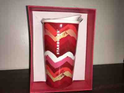 STARBUCKS 2014 Red Double Wall Ceramic Coffee Cup Mug Travel To Go Tumbler 10oz - Sold on eBay Dec, 10th 2019 for $20.00