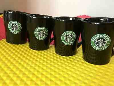 Set of 4 Starbucks Coffee 2008 Ceramic 8 Oz Black Mermaid Logo Mug Free Shipping - Sold on eBay Dec, 8th 2019 for $39.99