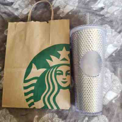 STARBUCKS **LIMITED EDITION** SILVER STUDDED TUMBLER - Sold on eBay Dec, 13th 2019 for $28.00