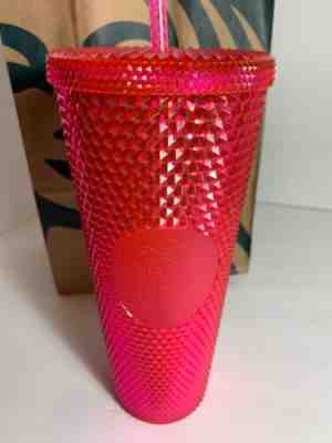 Starbucks 2019 Winter Holiday Venti Neon Pink Studded Acrylic Tumbler Cup HTF - Sold on eBay Dec, 13th 2019 for $23.98