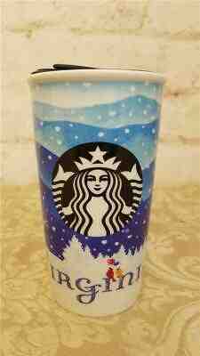 New Starbucks Ceramic Travel Tumbler VIRGINIA 2016 Blue Snowflakes - Sold on eBay Dec, 13th 2019 for $50.00
