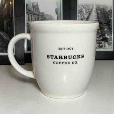 STARBUCKS COFFEE 2007 Mug Cup Barista Abbey White Black 18 oz  Estd 1971 Large - Sold on eBay Dec, 13th 2019 for $16.16