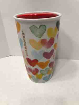 Starbucks Watercolor Hearts Ceramic Travel Cup Tumbler 10oz Coffee Mug 2015 - Sold on eBay Dec, 13th 2019 for $24.99
