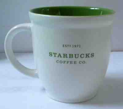 STARBUCKS BARISTA COFFEE Tea Mug Cup White Green Letters 2007 Est 1971 18 oz - Sold on eBay Dec, 13th 2019 for $26.98