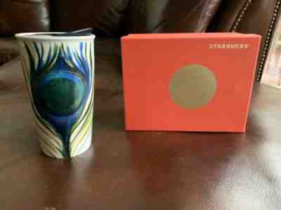 ???? NIB STARBUCKS PEACOCK FEATHER TRAVELER TUMBLER MUG 2015 DOT COLLECTION COFFEE - Sold on eBay Dec, 13th 2019 for $32.00