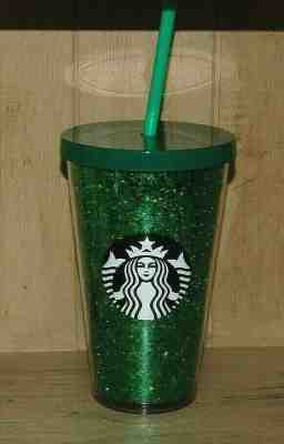Starbucks Green Cold Cup Glitter Holiday Irish Sparkle Tumbler 16 Oz QLT1 D18 - Sold on eBay Dec, 13th 2019 for $15.99