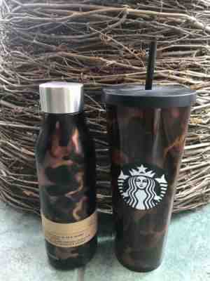Starbucks Tumbler Bottle Tortoise Acrylic Cold Cup Venti TortoiseLeopard Set NEw - Sold on eBay Dec, 13th 2019 for $75.00