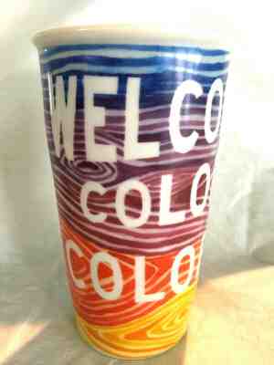 Starbucks Mug Welcome Colorful Colorado Tumbler Traveler Ceramic Mug 12 Oz - Sold on eBay Dec, 13th 2019 for $24.90