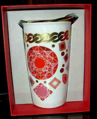 Starbucks Ceramic Ruby Gem Gold Lid Tumbler 2014 NEW w TAGS and Orig BOX 12 oz  - Sold on eBay Dec, 13th 2019 for $29.99