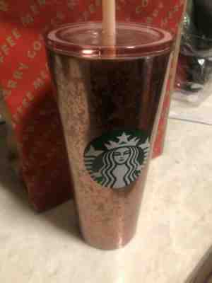 Starbucks Holiday 2019 Rose Gold Pink Mercury Glass Look  Cold Cup W/ Straw 16oz - Sold on eBay Dec, 13th 2019 for $30.00