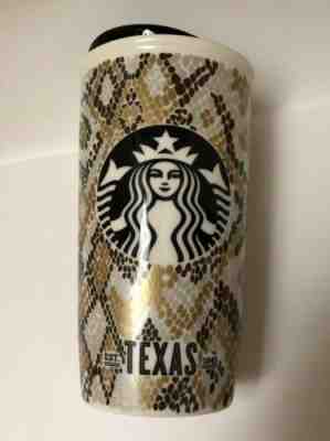 STARBUCKS 2015 Snakeskin Texas Ceramic Travel Tumbler Coffee Cup Mug 12 oz - Sold on eBay Dec, 12th 2019 for $31.00