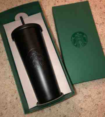 RARE! New 2016 Starbucks Cold Cup MATTE BLACK Stainless 24 oz Tumbler~Gift Box! - Sold on eBay Dec, 14th 2019 for $80.00