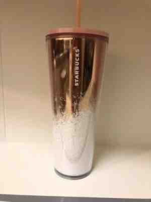 NEW Winter Holiday Starbucks 2019 Venti Bling Rose Gold White Cold Cup Tumbler - Sold on eBay Dec, 14th 2019 for $25.00