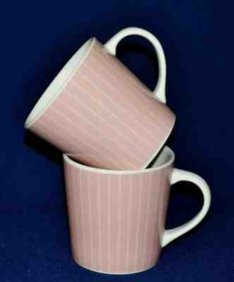 Starbucks Barista 2003 Set Of 2 Pink w/Vertical White Stripes 16 ounce Mugs XLNT - Sold on eBay Dec, 14th 2019 for $25.00