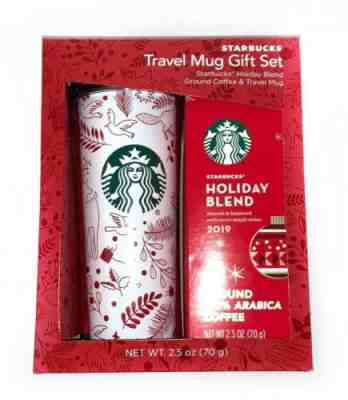 STARBUCKS GIFT SET 2019 Holiday Blend Coffee 16 oz Travel Mug (Red/White) -- NEW - Sold on eBay Dec, 14th 2019 for $34.99