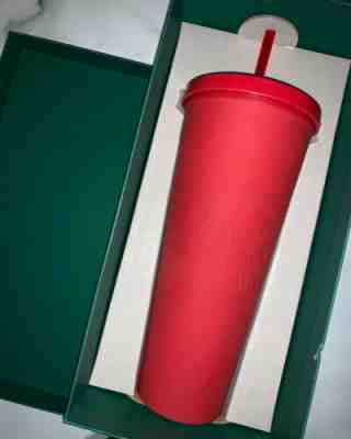 STARBUCKS NIB HOLIDAY 2016 RARE All Matte Red 24 oz Tumbler Cold New In Box - Sold on eBay Dec, 14th 2019 for $42.00