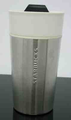 Starbucks 2013 Silver Stainless Steel White Ceramic Tumbler Mug Travel  12oz Lid - Sold on eBay Dec, 14th 2019 for $19.99