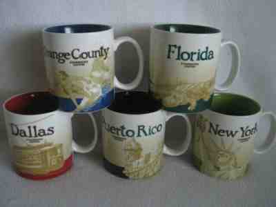LOT of 5 Starbucks Coffee Cups Mugs You Are Here - Sold on eBay Dec, 14th 2019 for $29.00
