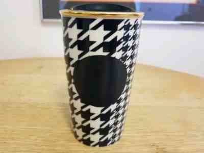 Starbucks 2015 Blue Ceramic Houndstooth Tumbler With Blue Ceramic Lid, 12 oz.  - Sold on eBay Dec, 14th 2019 for $18.99