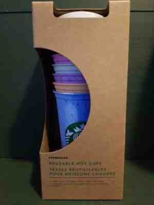 New Starbucks Marbled Reusable Hot Cups-6 Cups With 6 Lids RARE - Sold on eBay Dec, 14th 2019 for $24.99