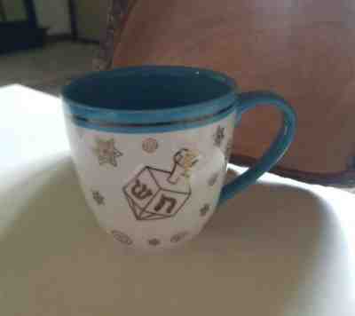2007 Starbucks 16 oz Coffee Mug Hanukkah Dreidel Design Blue / Gold - Sold on eBay Dec, 14th 2019 for $22.00