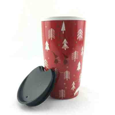 Starbucks 2018 Red Trees Holiday Ceramic Tumbler Travel Mug with Lid - Sold on eBay Dec, 14th 2019 for $29.24