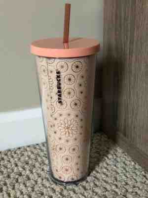 Starbucks 2019 Reusable Rose Gold Flowers Mother's Day Cold Cup and Straw - Sold on eBay Dec, 14th 2019 for $15.00