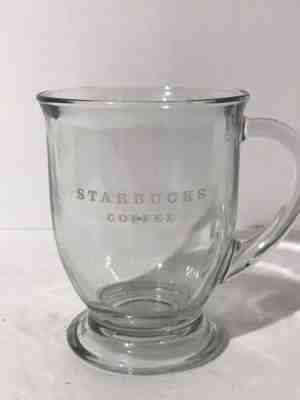 Starbucks Clear Glass  Etched Coffee Cup Mug Anchor Hocking Pedestal 16 oz - Sold on eBay Dec, 14th 2019 for $16.00