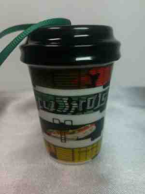 2017 Starbucks Chicago Railroad Car Train Coffee Cup Ceramic Christmas Ornament - Sold on eBay Dec, 14th 2019 for $15.50