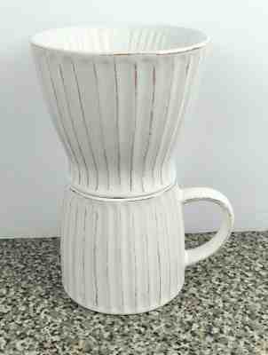 STARBUCKS Coffee Pour-Over Ceramic Brewer Drip Ribbed Mug 16oz Cup Set 2013  - Sold on eBay Dec, 14th 2019 for $19.95