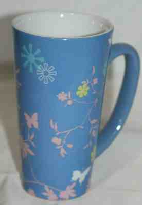Starbucks tall coffee mug Cup Blue Pink flowers butterflies Spring 6" tall 2006 - Sold on eBay Dec, 13th 2019 for $16.00