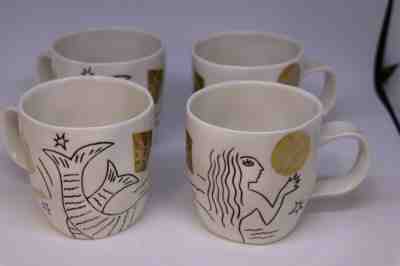 Starbucks Set of 4 2013 Coffee Mugs Mermaid Siren White Gold  - Sold on eBay Dec, 13th 2019 for $29.99