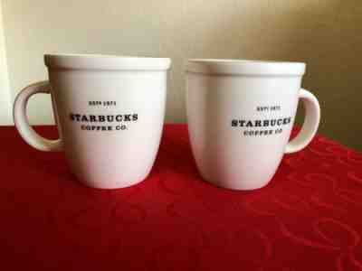 STARBUCKS-Set of 2 WHITE BARISTA COFFEE CO Cups Mugs 2001 established 1971 18oz - Sold on eBay Dec, 13th 2019 for $26.00