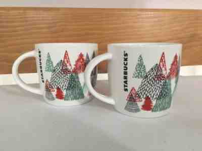 Pair of Starbucks 2017 Holiday Coffee Mug Trees 14 oz. Christmas Red 2x Lot Rare - Sold on eBay Dec, 15th 2019 for $27.99