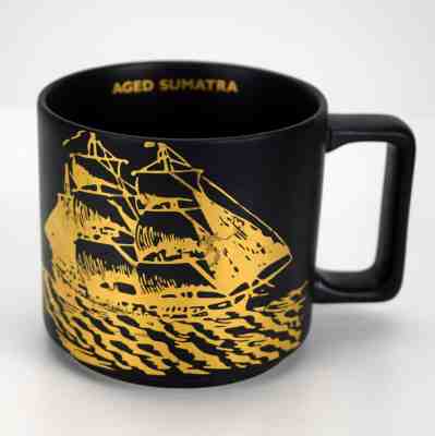 Starbucks Coffee Mug Aged Sumatra 14oz Stackable 2016 Black Gold Sailing Ship - Sold on eBay Dec, 15th 2019 for $24.99