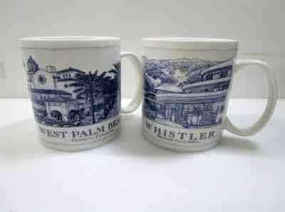 Lot of 2 Starbucks Architectural Series 18oz Mugs: Whistler & West Palm Beach - Sold on eBay Dec, 15th 2019 for $15.50