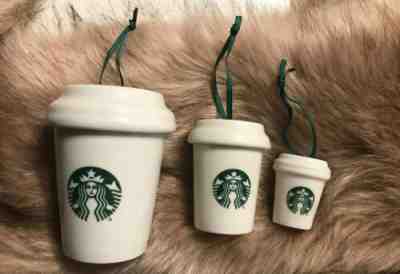 Starbucks Nesting Cup Set of 3 2016 Christmas Ornament Mermaid Logo Cute! NEW - Sold on eBay Dec, 15th 2019 for $18.99
