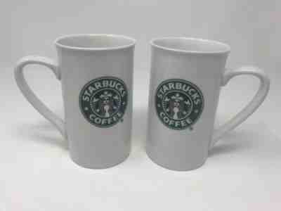 2 STARBUCKS 2006 White w/Siren Mermaid Logo 5" TALL Coffee/Latte Cup/MUGS 12 oz  - Sold on eBay Dec, 15th 2019 for $19.99