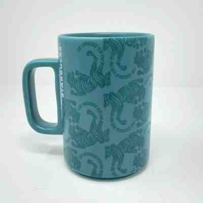NWT Starbucks 2018 Coffee Mug Sumatra Tiger Mom Teal Blue Ceramic 12 oz - Sold on eBay Dec, 15th 2019 for $28.50