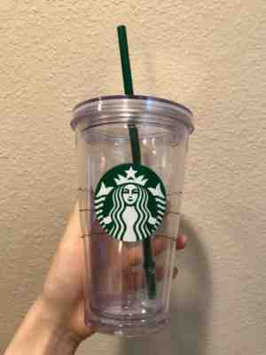 Starbucks Grande Clear Acrylic Cold Cup Double Walled Tumbler With Straw 16 oz - Sold on eBay Dec, 15th 2019 for $22.95