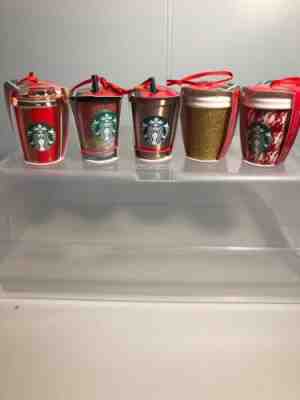 Starbucks Tumbler Ornaments 2018 Stainless Ceramic -5 Christmas Decorations NWT - Sold on eBay Dec, 15th 2019 for $21.99
