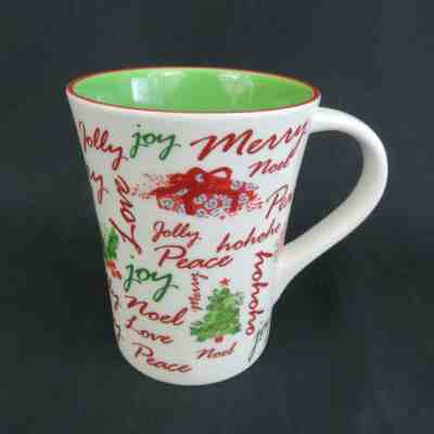 Starbucks Words of Christmas Coffee Mug Green Holiday 2007 Cocoa Tea Cup 12 oz - Sold on eBay Dec, 15th 2019 for $18.75