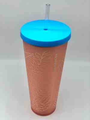 Starbucks Tumbler Acrylic Floral Pink Design Reusable Cup Tumbler  Lid 24 fl oz  - Sold on eBay Dec, 15th 2019 for $24.99