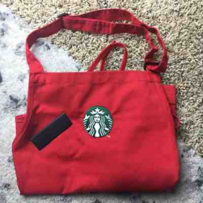 Starbucks Coffee Barista Red Apron Holiday Gently Used w/ Name Badge - Sold on eBay Dec, 14th 2019 for $24.99