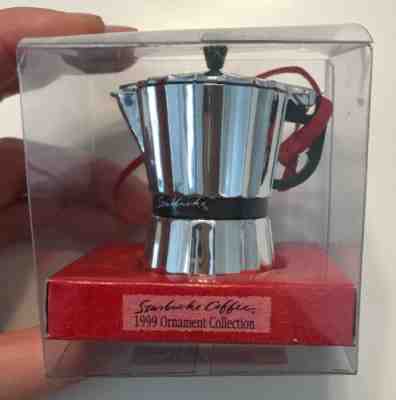 RARE STARBUCKS COFFEE Coffee Vintage 1999 STOVE TOP POT MAKER ORNAMENT MINI - Sold on eBay Dec, 14th 2019 for $39.99