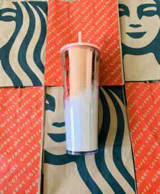 Starbucks Holiday LIMITED EDITION 2019 Cascading Glitter Tumblers Rose Gold Xmas - Sold on eBay Dec, 16th 2019 for $34.99