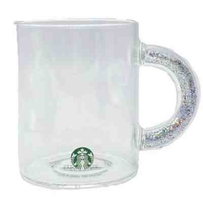 Starbucks 2019 Holiday Silver Glitter Holographic Handle Cup Mug Christmas Glass - Sold on eBay Dec, 16th 2019 for $35.00
